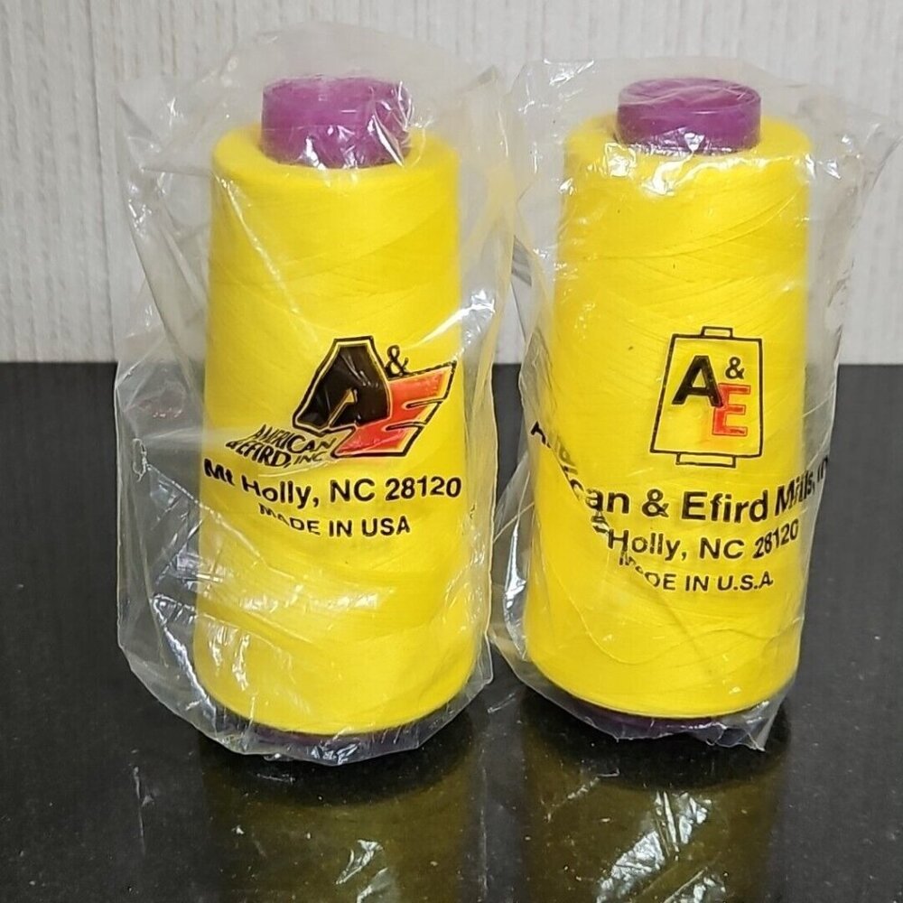 American & Efird Thread Lot Canary Yellow 2 @ 3000 Yard Spools Perma Polyester